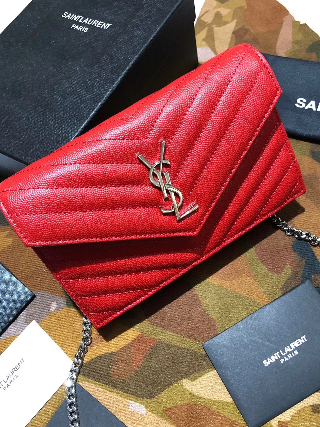 Tony Luxuries YSL CHAIN CASSANDRE MATELASSÉ WALLET 0802